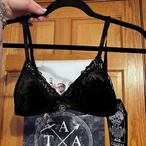 Killstar immortal velvet lace bralette with pentagram charm